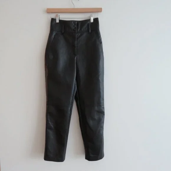 ARITZIA WILFRED High Tied Pant in Black Vegan Leather - Size US 00 (No belt) - Picture 3 of 16